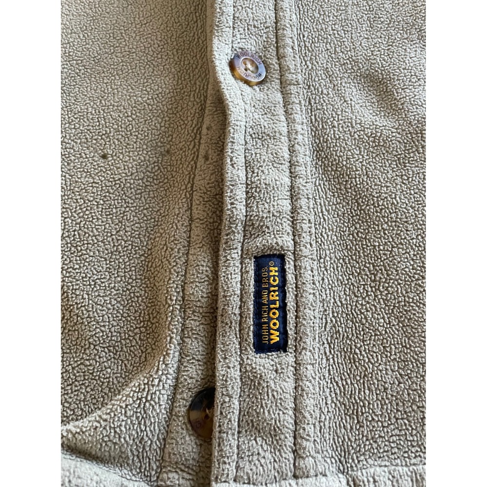 VTG Woolrich Mens Fleece Shirt Jacket Tan Khaki Button Up L Large *READ* - Picture 8 of 14